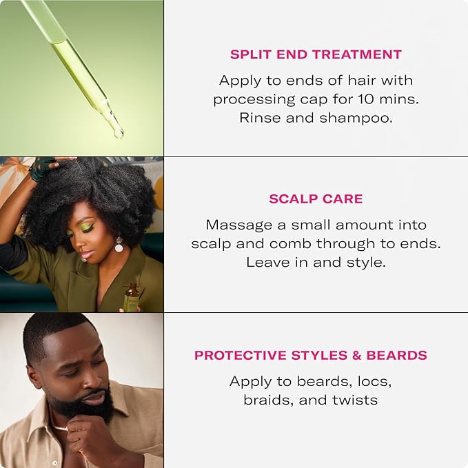 Mielle Organics Rosemary & Mint Hair Oil, Split Ends & Dry Scalp Treatment - Made with Biotin & Essential Oils for Strengthening, Soothing, Moisturizing & Encouraging Longer, Healthier Hair (2 Fl Oz)