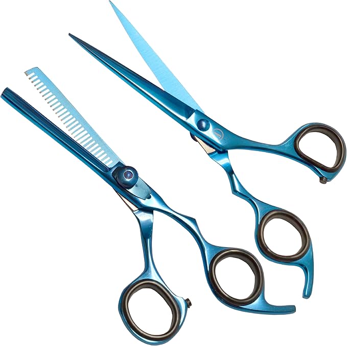 ANDUSTRIAL - Professional Hair Cutting And Thinning Scissors/Shears For Men/Women/Home/Salon - Premium High Carbon Steel Quality - Smooth And Sharp - 6.5 Inch, Blue