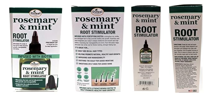 Difeel Rosemary and Mint Root Stimulator Oil with Biotin for Hair Growth, 7.1 oz. - Hair Growth Scalp Treatment