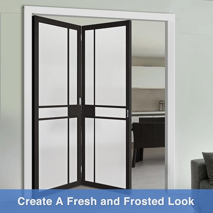 Volcanics Frosted Glass Window Privacy Film, Removable Static Cling Bathroom Window Film, Heat Control UV Blocking, Peep-Proof, Ideal for Home Office 35.4 x 39.3 Inches