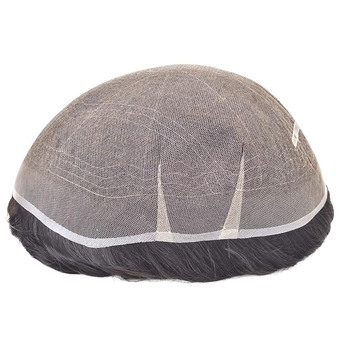 Lordhair Toupee for Men European human hair Full French Lace Hairpieces，Base Size 7x9 inch Hair Replacement System for Men Natural Hairline Human Hair Wig Medium Brown #5