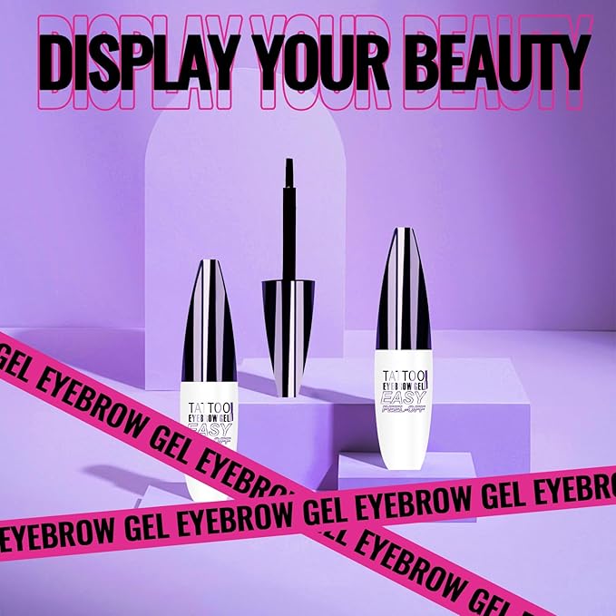 Easy Peel Off Eyebrow Gel, Tattoo Eyebrow Gel Easy Peel Off, Waterproof & Transfer-Proof Lasts Up to 3 Days Brow Color for Women, Create Fuller & Defined Looking Brows At-Home (01# Brown)