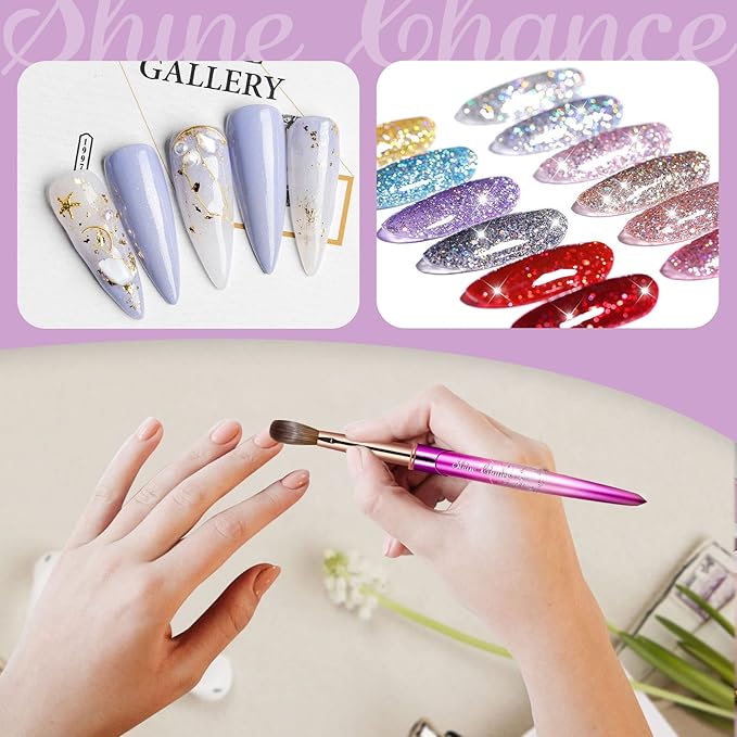 Acrylic Nail Brush Size 10, 100% Real Kolinsky Art Nail Brush for Acrylic Powder Application, Handmade Women Manicure Nail Extension Tool for Professional DIY Home Salon and Beginners