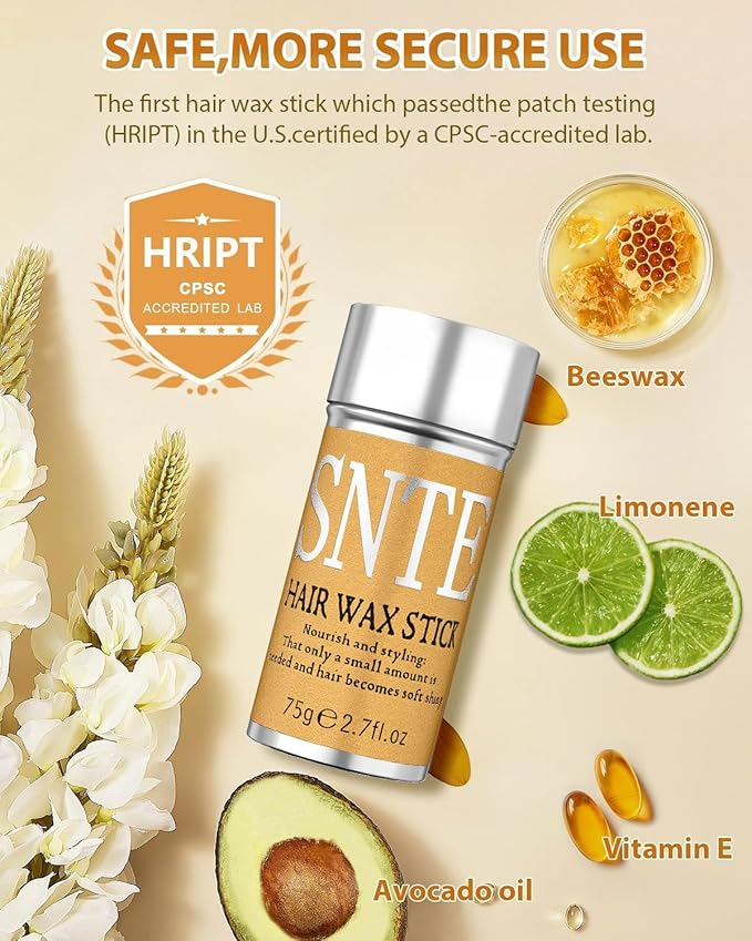 Samnyte Hair Wax Stick, 2PCS Wax Stick for Hair Slick Stick, Hair Wax Stick for Flyaways Hair Gel Stick Non-greasy Styling Cream for Fly Away & Frizz Hair