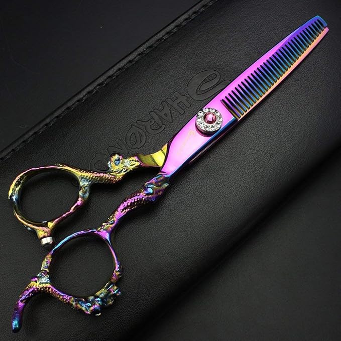 Purple Professional Hairdressing Scissors Hairdresser Hairstylist Cutting Hair & Thinning Hairdressing Scissor (6-inch 2pc)