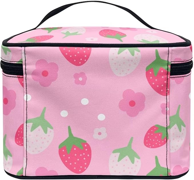 JoyLamoria Strawberry Makeup Bag Casual Funny Cosmetic Bag Small Handbag Storage Organizer