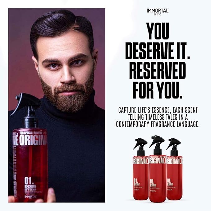 Immortal NYC Reserve 01, After Shave Spray Body/Face Men's Cologne, 17 oz, Exclusive Barbers, Softens Skin, Refreshes, Disinfects and Relieves Face and Skin, Moisturizing Formula After Shaving