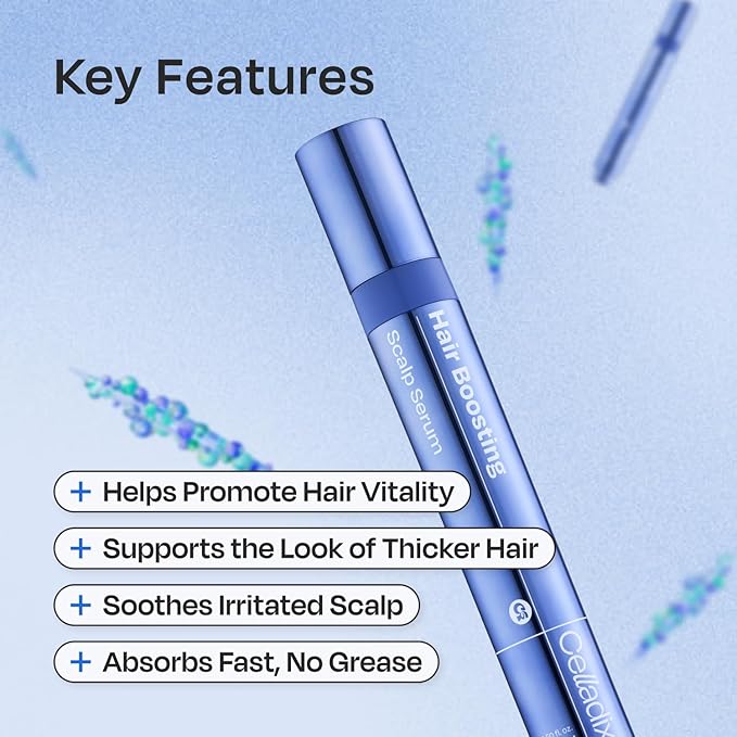 Celladix Hair Boosting Scalp Serum – Hair Growth Roll-on Tonic with Rosemary, Biotin, Spicules Hyaluronic Acid & Panthenol – For Women & Men – Supports Healthy Scalp & Fuller Hair 0.5 fl oz