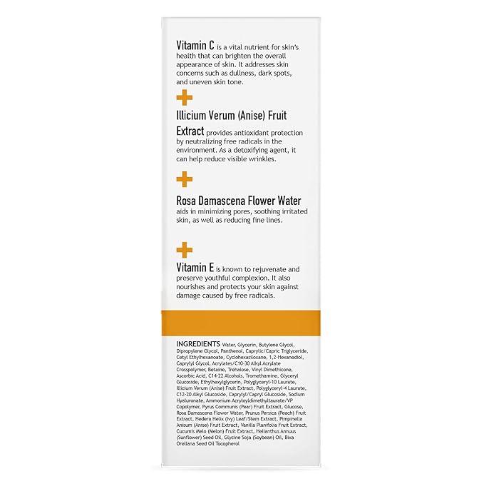 CLARA'S NEW YORK | Vitamin C Facial Serum | with Hyaluronic Acid, Ascorbic Acid, Niacinamide, Probiotics | Reduce Dark Spot, Acne, Scars |Brightening, Antioxidant, Minimize pores |30ml | Made In USA