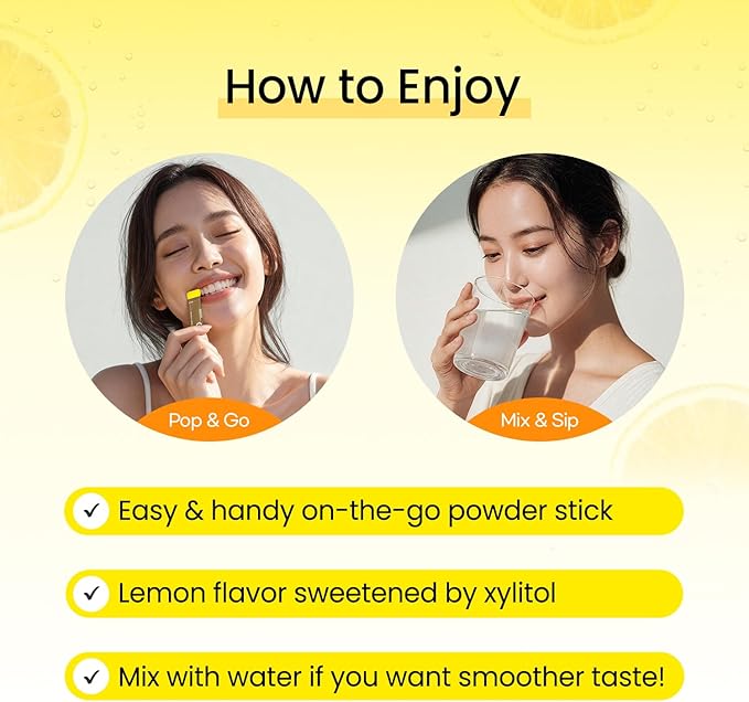 Vita Pop Vitamin C 2,000mg Korean High-Potency Daily Portable Zero Sugar Lemon Flavor Vitamin D & Biotin for Adults & Kids – Vitamin C Supplement for Immune Support, 100 Packets