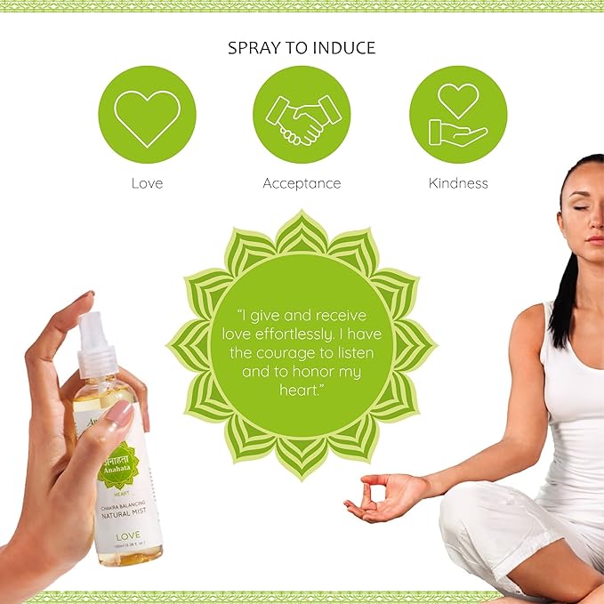Aromafume Heart Chakra Natural Mist 100ml/3.3 fl oz | Anahata | Aromatherapy Spray for Chakra Balance | Rose & Bergamot Extracts | Essential Oil Spray for Meditation, Yoga, Reiki