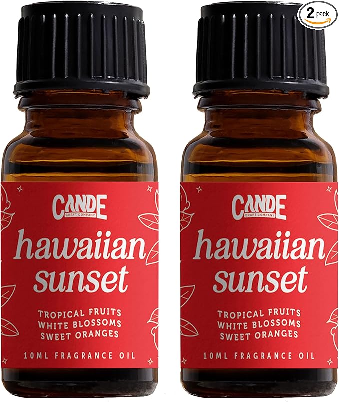 CANDECraftCo Premium Fragrance Oil – Diffuser Oils Fragrances Scented for Home, Candle Soap Making Supplies, Aromatherapy Blends for House (0.34 Fl Oz) (2-Pack, Hawaiian Sunset)
