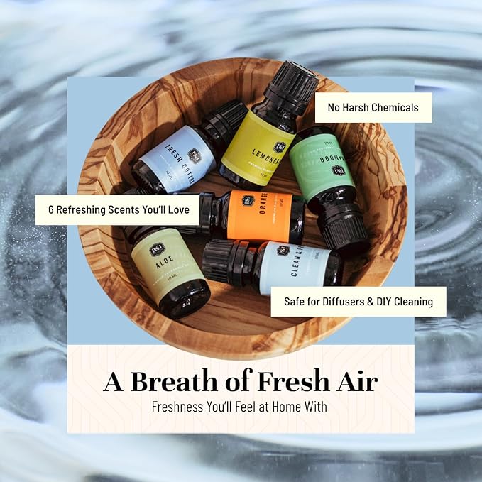 P&J Fragrance Oil Clean Home Set | Lemongrass, Fresh Cotton, Clean & Fresh, Aloe, Bamboo, Orange Candle Scents for Candle Making, Freshie Scent, Soap Making Supplies, Diffuser Oil Scents