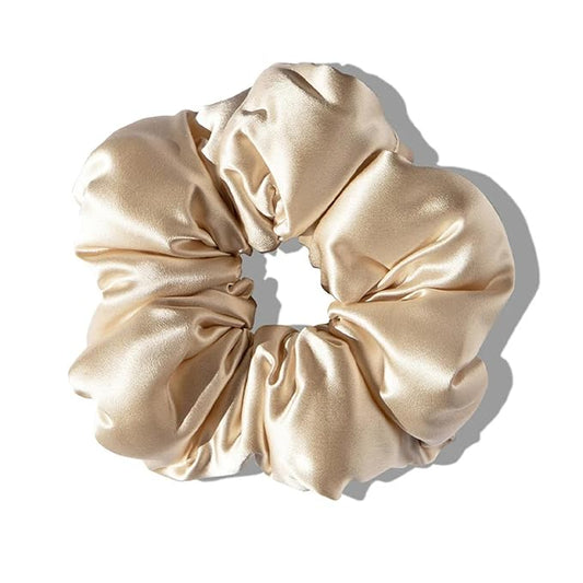 Drowsy Oversized Scrunchie – Luxury Mulberry Silk Hair Tie for All Hair Types, Sleep Scrunchie to Reduce Breakage, Maintain Moisture & Enhance Hair Shine - Dusty Gold