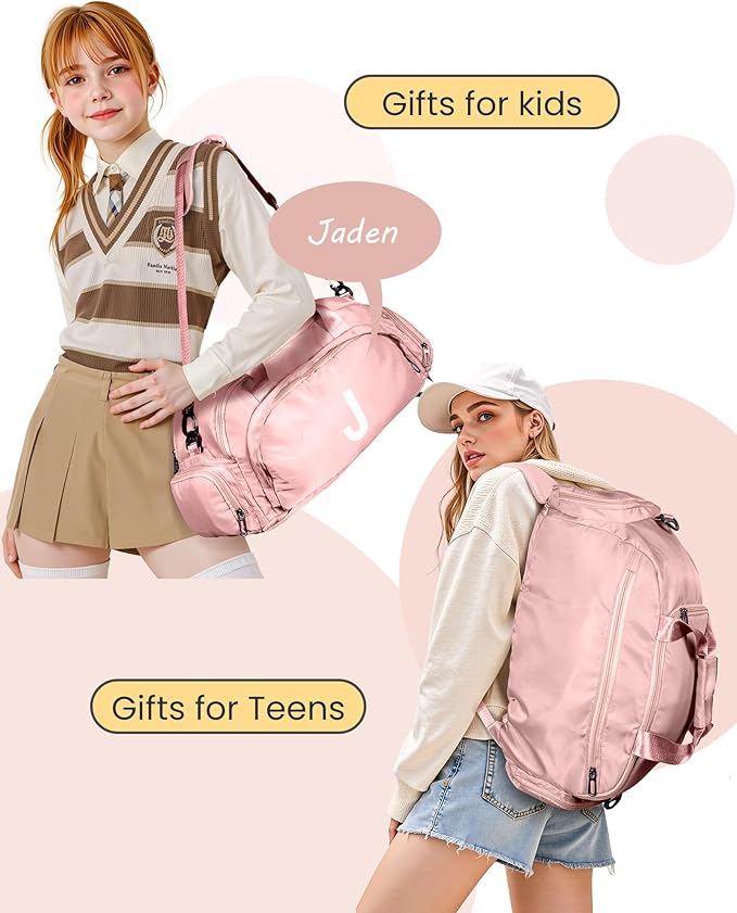 Birthday Gift for Daughter Granddaughter, Initial Gym Bags with Shoe Compartment, Dance Bag for Girls, Monogram Kid Overnight Bags, Small Travel Duffle Tote-Teen Girl Gifts (Letter Y)