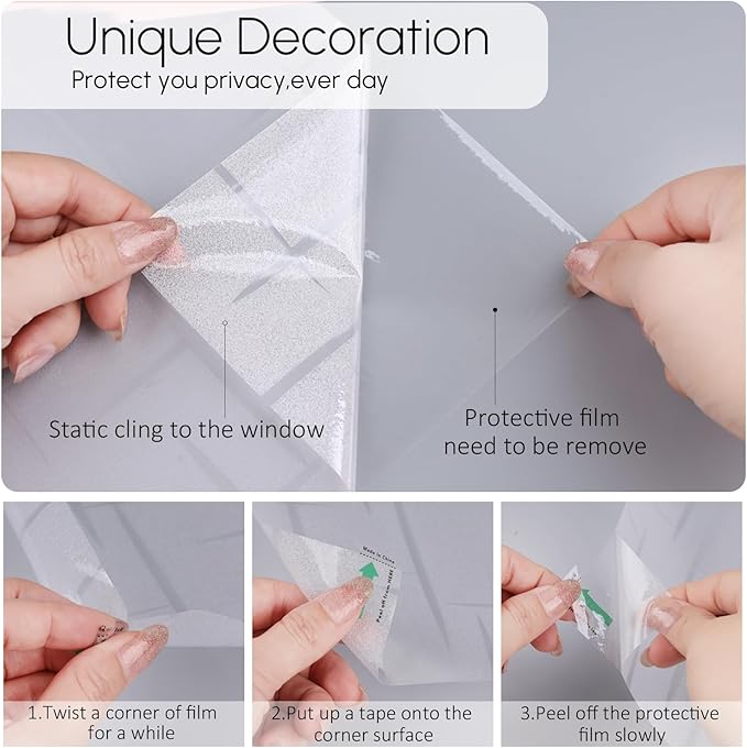 HIDBEA Window Privacy Film, Decorative Staic Cling Frosting Film, Heat Control UV Blocking Non-Adhesive Window Sticker for Home, Cross Pattern,17.5 X 78.7 Inch