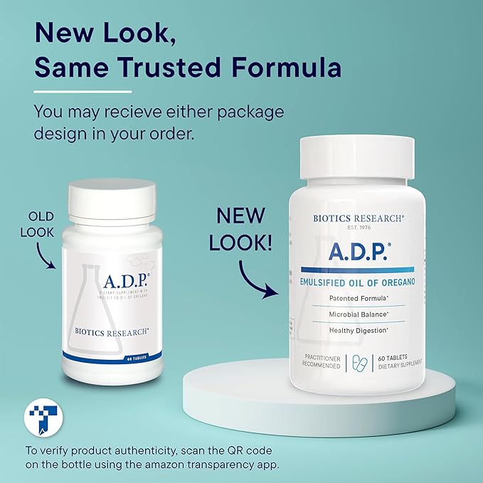 Biotics Research A.D.P. Emulsified Oil of Oregano Tablets for GI Health -Sustained Release for High Absorption Contains Carvacrol, Wild Oregano Oil 50mg/S - Patented Formula -Non GMO –60 Tablets