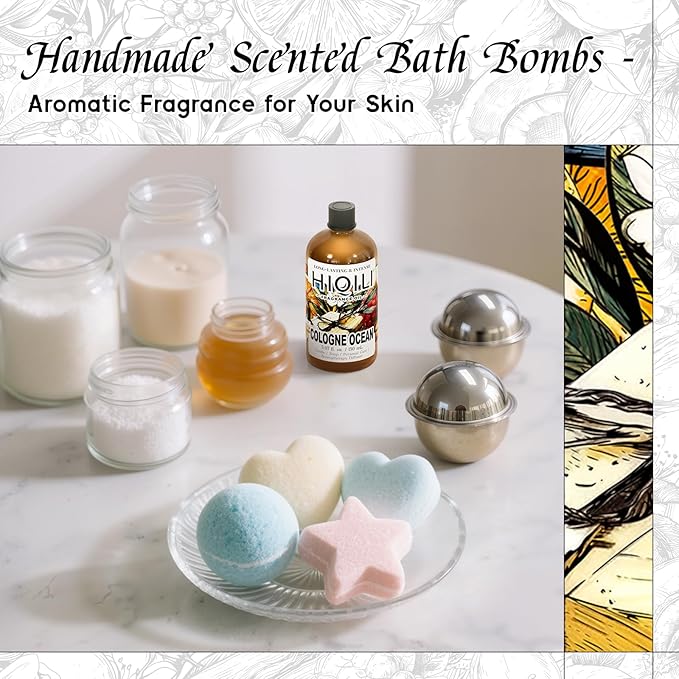 HIQILI Cologne Ocean Fragrance Oil, Sweet Orange & Ocean Scents, for Making Candle, Bath Bombs, Long-Lasting Scents for Home Diffuser - 5.07 Fl Oz