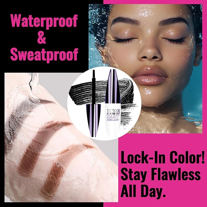 Easy Peel Off Eyebrow Gel, Tattoo Eyebrow Gel Easy Peel Off, Waterproof & Transfer-Proof Lasts Up to 3 Days Brow Color for Women, Create Fuller & Defined Looking Brows At-Home (02# Light Brown)