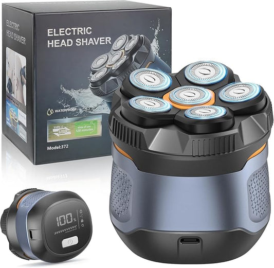 6D Electric Head Shaver for Men, Magnetic Wet & Dry Razor Electric Razor Hair Trimmer, IPX6 Waterproof, LED Display, Rechargeable Cordless Grooming Kit