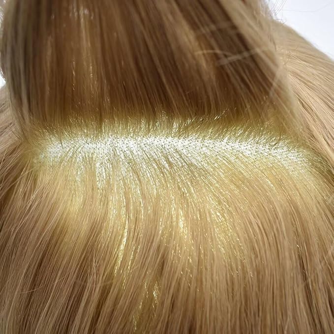 FACE MIRACLE Lace Front Mens Toupee Human Hair System Swiss Lace Center Toupee for Men Thin Skin PU Around Hair Replacement System V-Looped Mens Hair Wig Units 6"X9" #20 light ash blonde