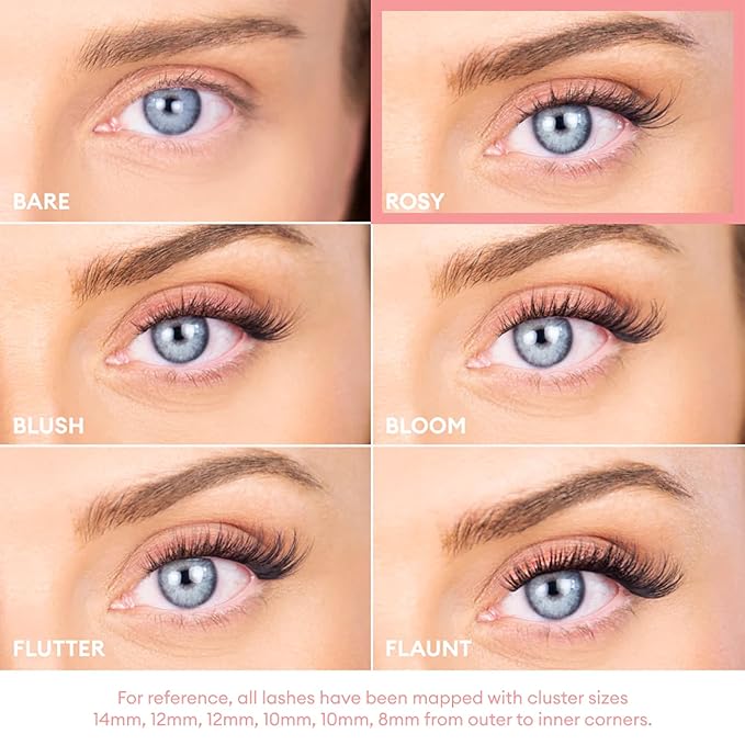 Silly George Pop-On Lashes - DIY 1-Step Pre-Glued Faux Eyelash Clusters, Natural Look Extensions, Black - Flutter, 5-7 Pair Set, Pack of 60 Clusters