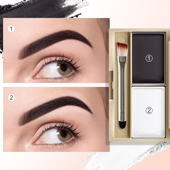 Boobeen Eyebrow Powder Kit, 2-color Waterproof Eyebrow Palette Makeup to Definer & Filler Brows, Eyebrow Color Powder Shape Natural Looking Brow - with Mirror Brush