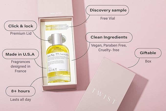 Twist Jean No. 77 - Eau De Parfum Inspired by D. Fahrenh. Long-Lasting Perfume For Men, Paraben Free, Vegan, Clean Ingredients, Fragrance - Spray 100 ml | 3.4 fl. oz.