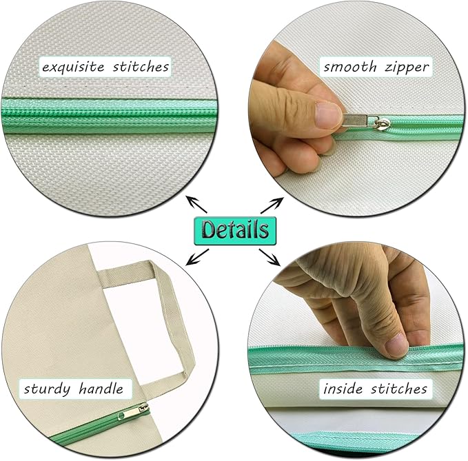 A4 Mesh Zipper Pouch, Waterproof File Bag with Handle,Foldable Document Organizer for School, Office, Travel - Durable Folder with Puzzle Project/Cross Stitch (10)