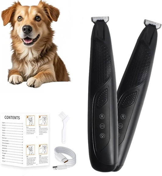 Professional Dog & Cat Trimmer - Quiet Electric Pet Grooming Kit for Ears/Eyes/Paws with LED Light - Cordless Battery-Powered Fur & Nail Clipper for Small/Large Breeds (Black)