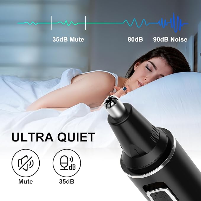 Nose Hair Trimmers for Men，Rechargeable Hair Trimmer 2 in 1 Painless Multifunctional Ear and Nose Hair Trimmer with IPX7 Waterproof Dual Edge Blades (Black Silver)