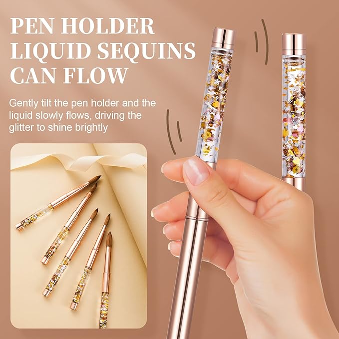 Acrylic Nail Brush Size 4,KEMEISI 100% Pure Kolinsky Nail Art Brushes Sturdy Handle Oval Shaped Acrylic Powder Nail Design Tools for Professional Manicure DIY Home Salon (Gold)