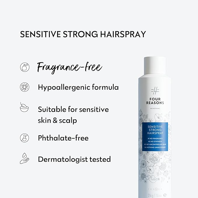 No nothing Very Sensitive Strong Hairspray - Fragrance Free Strong Styling and Finishing Spray, Hypoallergenic, Unscented Hair Spray 7.5 Ounce