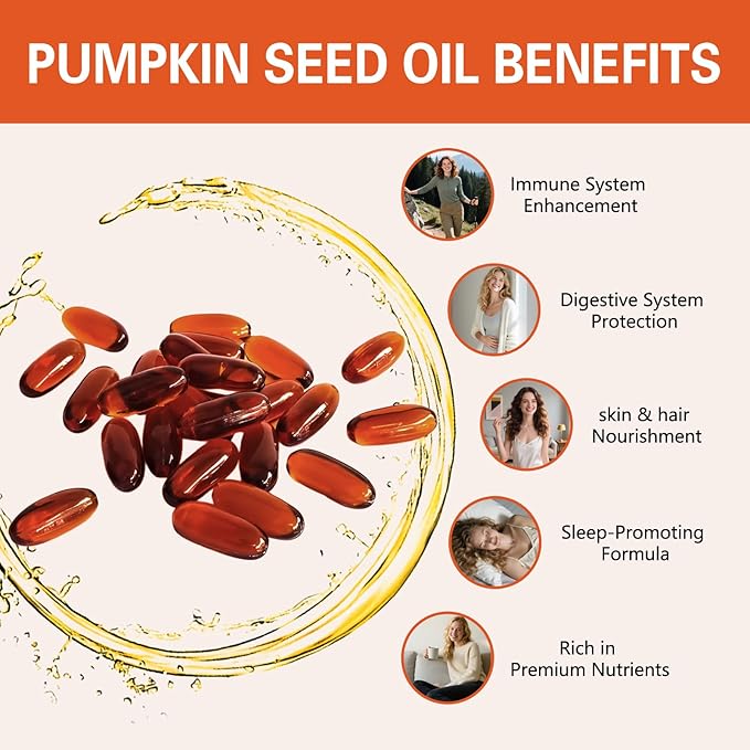 Pumpkin Seed Oil with Saw Palmetto, 3000mg Per Serving, 300 Softgels | Cold Pressed, Pure Virgin Oil, Essential Fatty Acids & Phytosterols | Supports Hair, Urinary, Bladder & Prostate Health | Non-GMO