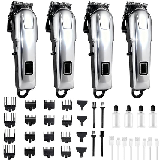 4 Pack Hair Clippers for Men Cordless Clippers for Hair Cutting Rechargeable Beard Hair Trimmer LED Display Stocking Stuffers for Men