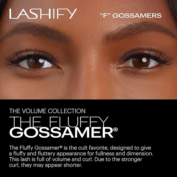 Lashify Fluffy 16mm Gossamer DIY Eyelash Extensions Refill, the First Ever Dual-Fibered Lash that Features Both Thin and Thick Fibers, Black, Easy False Lashes