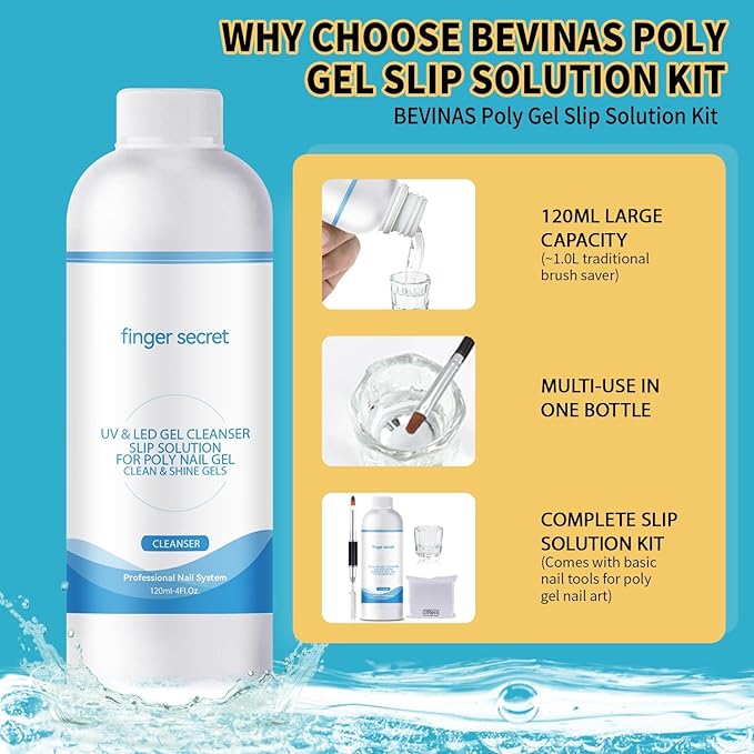 Poly Gel Slip Solution 8 oz,Nail Cleaner For Builder Gel Nails Cleanser,2PCS Poly Nail Slip Solutions for Nails
