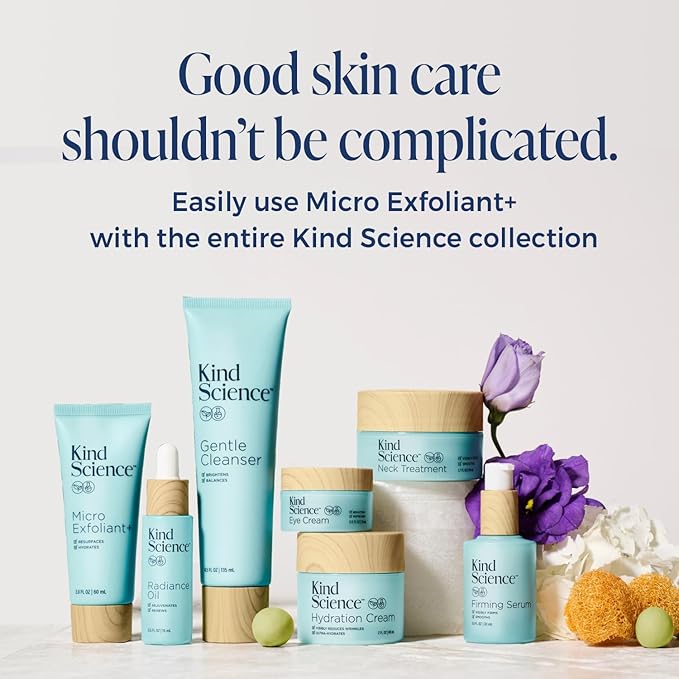 Kind Science Micro Exfoliant Face Scrub - 2-in-1 Exfoliating Face Wash + Facial Mask with AHA to Smooth & Hydrate Skin - Paraben & Fragrance Free, Cruelty Free, 2 oz