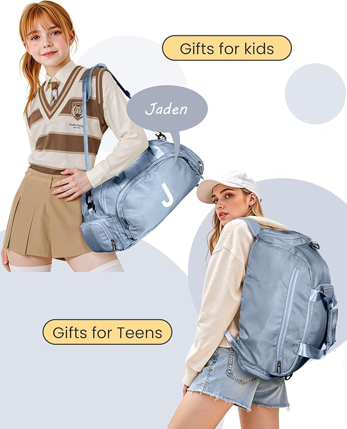 Cute Stuff for Girls 13-18, Initial Gym Bags with Shoe Compartment, Dance Bag for Girls, Monogram Kid Overnight Bags, Small Travel Duffle Tote-Perfect for Ballet Yoga Sport (Letter J)