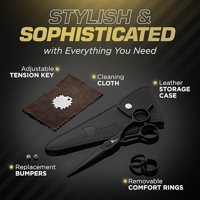 Fagaci Hair Scissors Professional 6” 440C Steel for Superior Precision, Extremely Sharp Blades Hair Cutting Scissors for Women & Men, Durable Sharpness Hair Shears for Hair Cutting, Barber Scissors