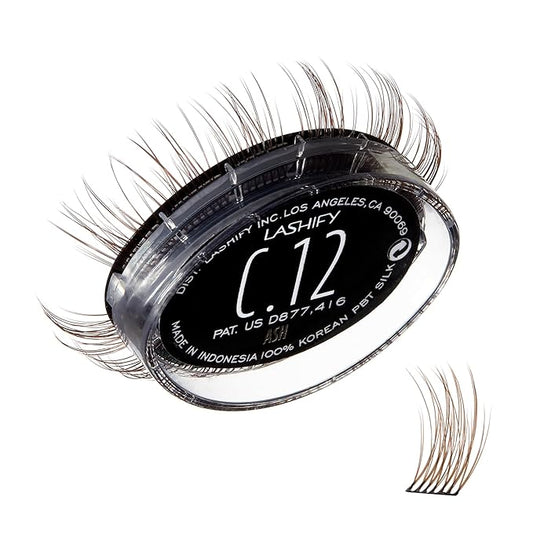 Lashify Curl 12mm Gossamer Eyelash Extensions Refill, Ash Color, DIY False Lashes for a Natural Look