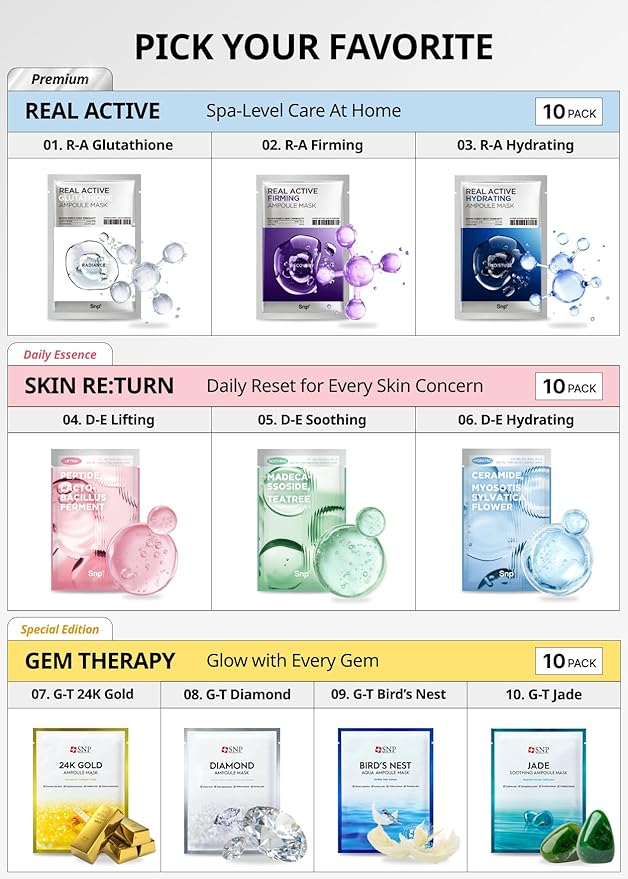 SNP Skin Return Hydrating Essence Sheet Mask | Moisturizing and Protecting for All Skin Types | Vegan Sheet Masks with Ceramide NP | Korean Face Masks Skincare | Facial Mask | 10 Sheets