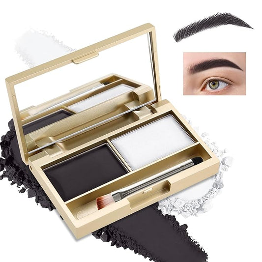 Boobeen Eyebrow Powder Kit, 2-color Waterproof Eyebrow Palette Makeup to Definer & Filler Brows, Eyebrow Color Powder Shape Natural Looking Brow - with Mirror Brush