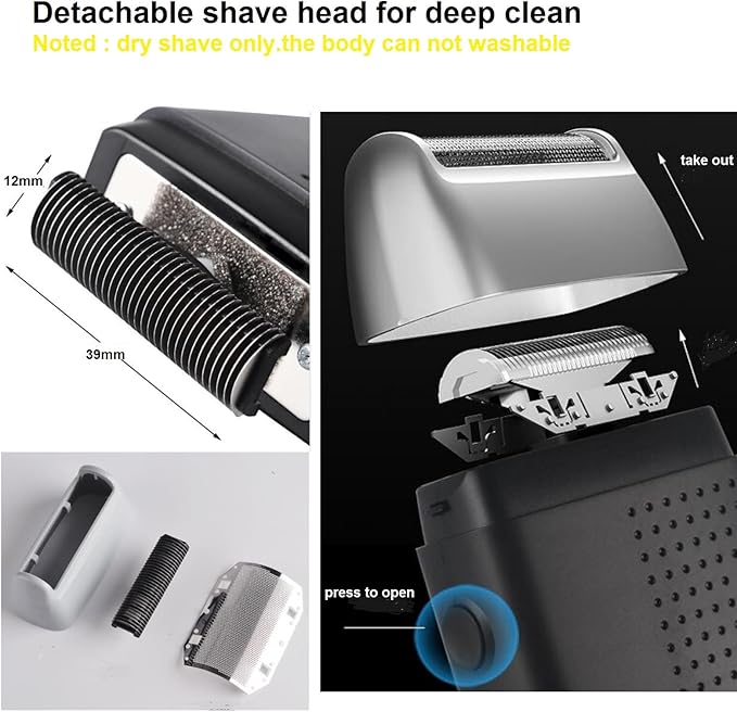 Corded Electric Foil Shaver,Professional Close Shave Razor,Bald Head Shavers for Men,Barber Shop Fade Style Clipper,Face Stubble Beard Smooth Trimmer,12v Powerful Motor,Only Corded Use