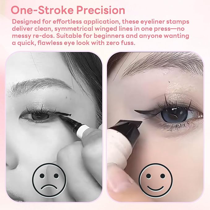 Two-piece Rotary Eyeliner Stamp Set - Quick Shaping Tool, Marks Left and Right Eyes, Smudge-Proof and Long-Lasting, Suitable for Beginners and Makeup Artists (Black & Brown)