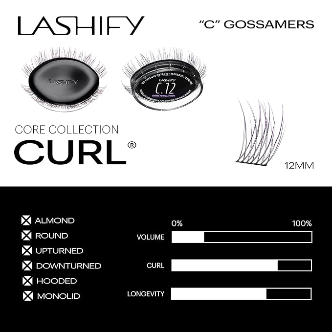 Lashify Curl 12mm Gossamer Eyelash Extensions Refill in Ombre Purple, Easy DIY False Lashes for a Natural Look