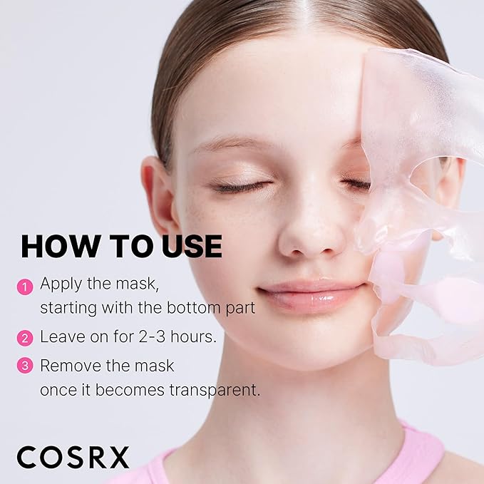 COSRX Pink Peptides Collagen Lifting Glow Hydrogel Face Masks Skincare 3 EA, Collagen Face Mask, Travel Essentials, Overnight Face Mask, Korean SkinCare, Stocking stuffers for women