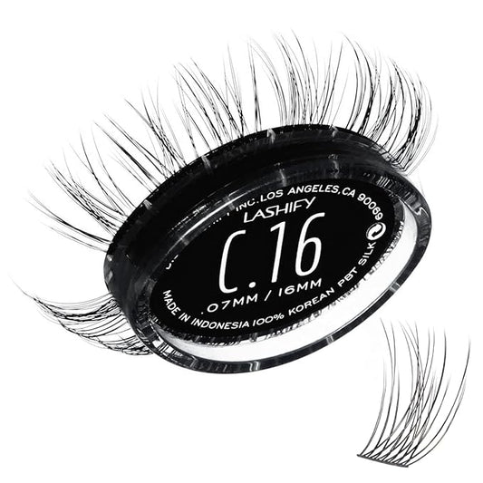 Lashify Curl 16mm Gossamer Eyelash Extensions Refill, Black, DIY False Lashes for a Natural Look