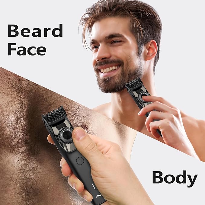 othos Hair Beard Trimmer,Cordless with Adjusting Wheel, USB Type C Rechargeable, 2 Guide Combs,Cleaning Brush