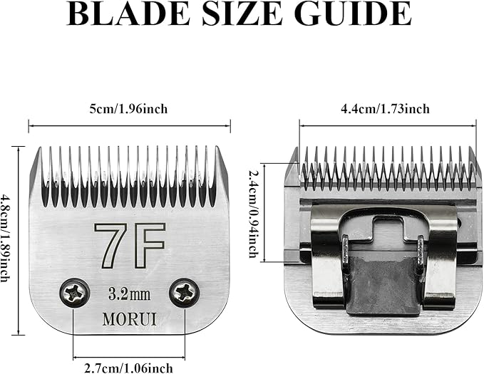 7F Cut Length 1/8"(3.2mm) Detachable Pet Dog Clipper Blades UltraEdge Series Clipper Blades for Dog Grooming Compatible with Most Andis,Oster A5 Wahl KM Series Clippers